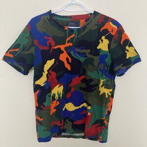 Polo Ralph Lauren Big Pony Camo AOP Shirt Size M Classic Fit Colorful